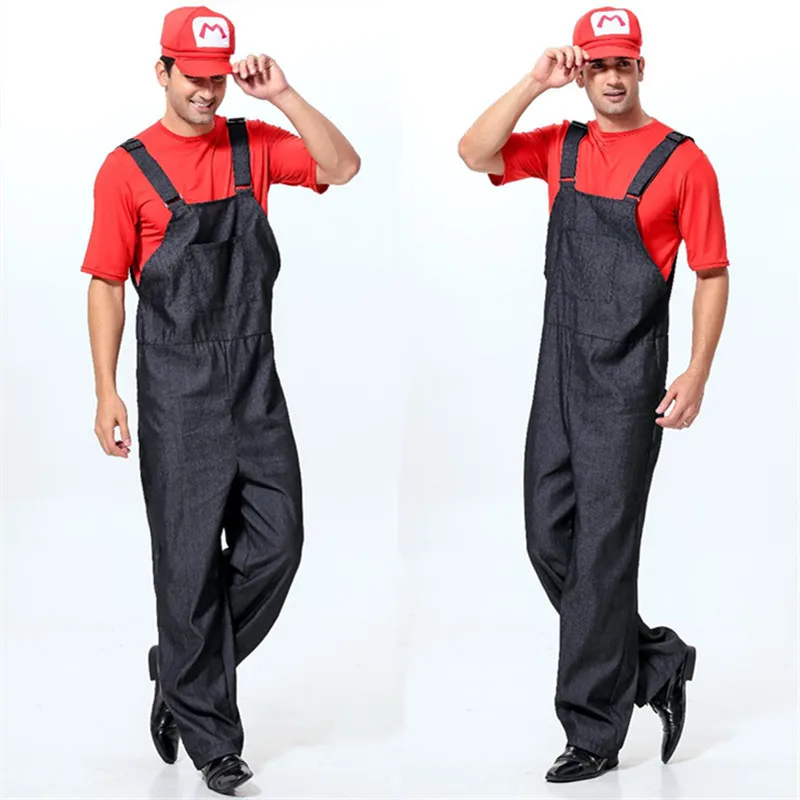 Mens Adult Super Mario AND Luigi Workmen Couples Fancy Dress Costumes 2 Outfits
