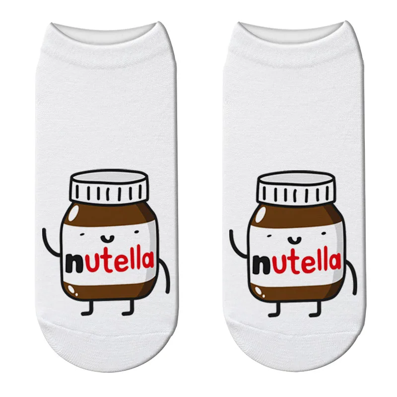 Новинка, короткие носки Nutella с 3D принтом, забавные женские модные носки с героями мультфильмов, Kawaii Nutella, короткие носки по щиколотку, Прямая поставка - Цвет: 2