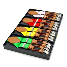 Разноцветные подтяжки для женщин и мужчин 6 зажимов 3,5 cn ширина 70% полиэстер+ 20% латексная проволока+ 10% PU материал унисекс для взрослых