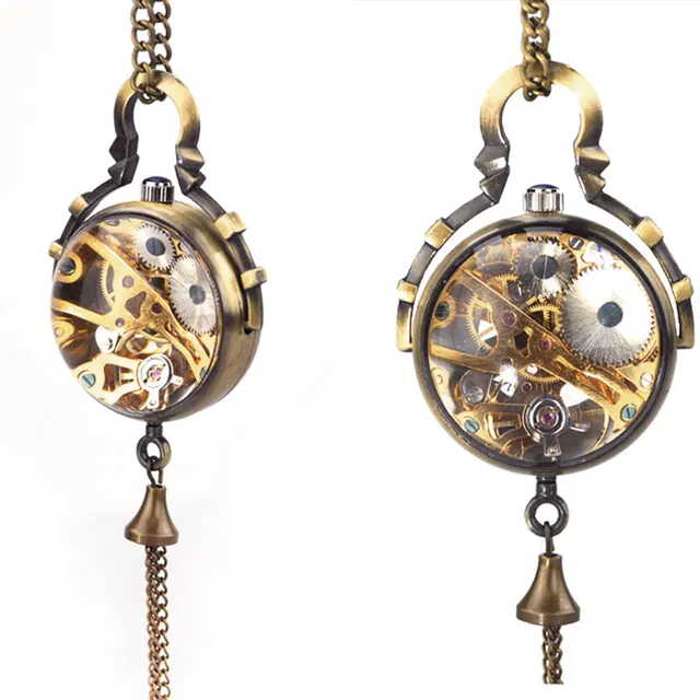 Steampunk Transparent Glass Ball Mechanical Pendant Pocket Watch Chain New P100 Steampunk Transparent Glass Ball Mechanical Pendant Pocket Watch Chain New P100