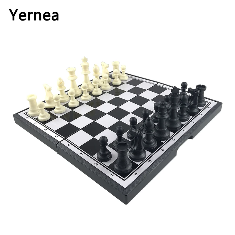 

Yernea New Magnetic Chess Game Set Extra Large Magnetic Super Feel Good Folding Chess Board King height 9.6cm Resin Pawn