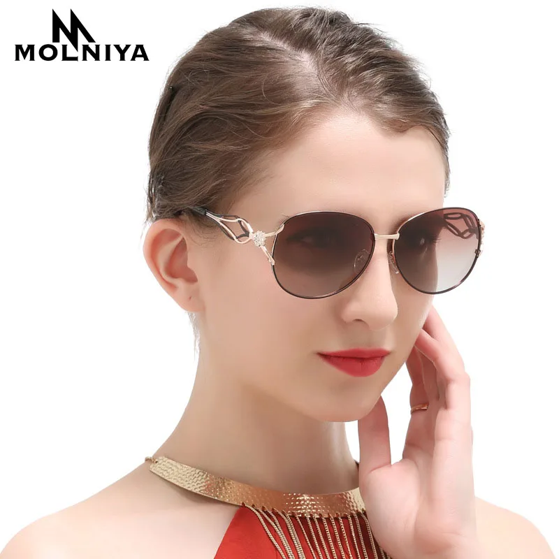 MOLNIYA Classic Polarized Sunglasses Women Retro Metal Gradient Lens