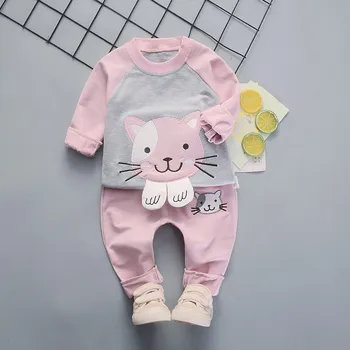 

0-4 Years Kid Girls Clothes Sets Cartoon Clothing for Girls Long Sleeve Tshirt Pants 2pcs/Set Children's Boys Clothes Tracksuits
