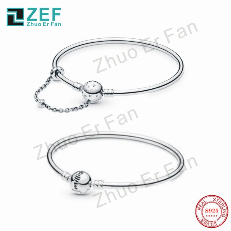 

ZEF pan 925 Sterling Silver Bracelet for women.Limited Edition Moments True Uniqueness Bangle Original Classic LOGO Jewelry gift