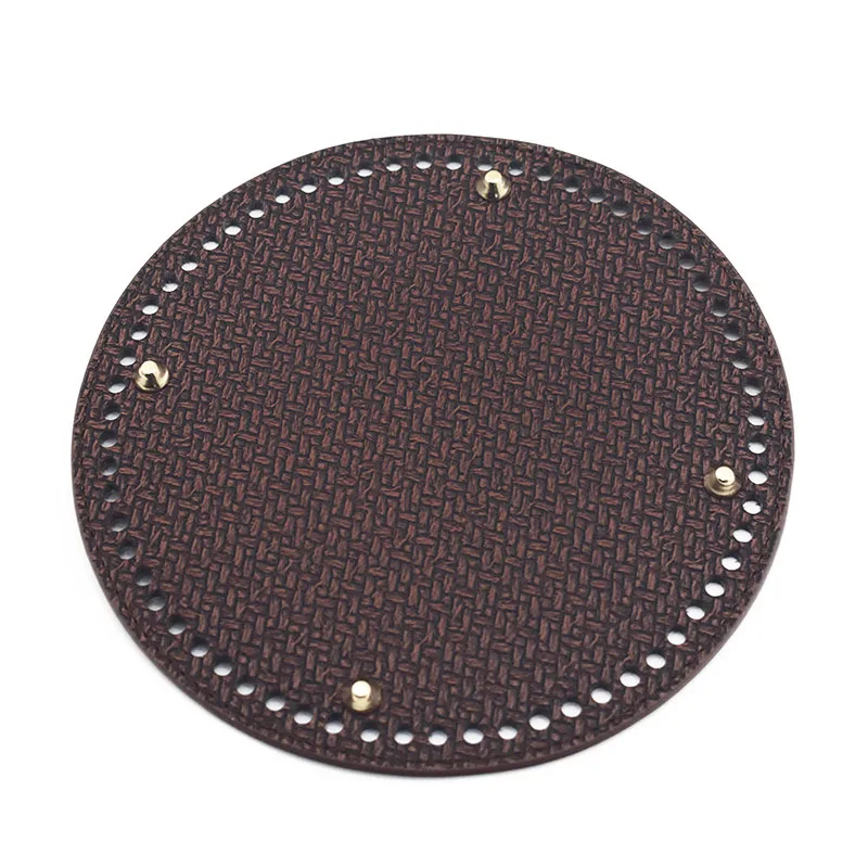 

19*19cm Circle Bottom for Knitting Bag Bottoms with Holes Braided Leather for Handbag Shoulder Bag Handmade Accessories Brown