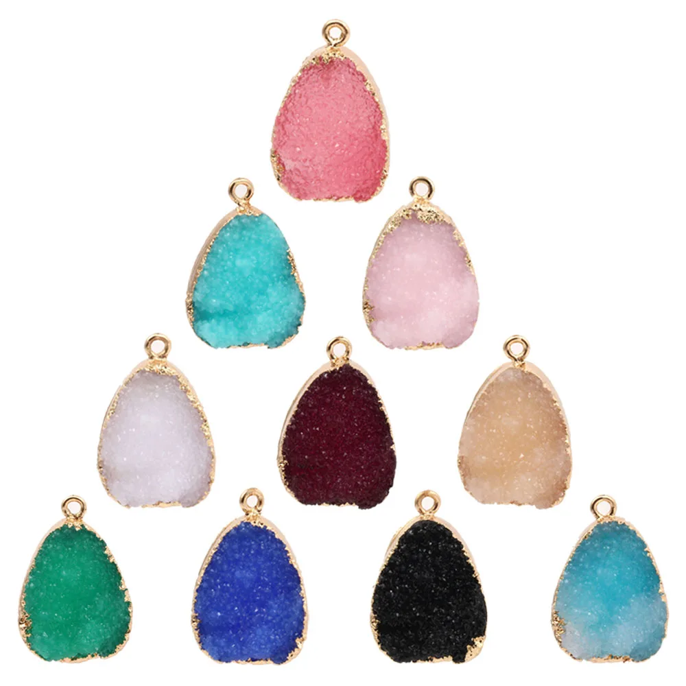 

1pc Irregular Resin Stone Fake Druzy Earring Pendant Ear Studs Drop Diy Teardrop Necklace Choker Charm Handmade Jewelry Findings