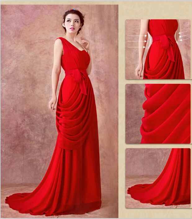 Chiffon One Shoulder Beading Red Graceful Prom Dress Wholesale FY20148062 | Свадьбы и торжества