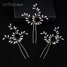 TOPQUEEN HP173 Свадебные аксессуары Элегантные золотые шпильки для свадебной прически с жемчугом для вечерней вечеринки быстрая свадебное головное украшение