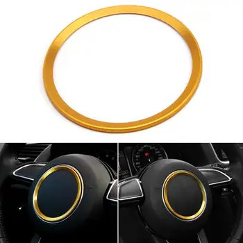 

Yellow Car Interior Aluminum Mouldings Steering Wheel Cover Trim Ring Circle For A4L Q3 Q5 A5 A6L Car Styling Accessories Covers