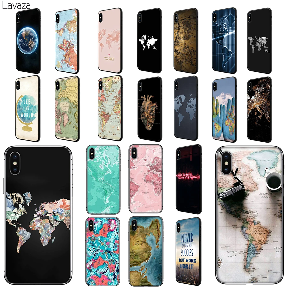 Lavaza World Map Soft TPU Case Cover for Apple iPhone 6 6S 7 8 Plus 5 5S SE X XS MAX XR Silicone Cases | Мобильные телефоны и