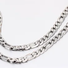 304L Stainless Steel Carve Figaro Chain Long Necklace Men Jewelry Wholesale Link Chain Men Necklace 50cm 60cm 70c Collares Kolye