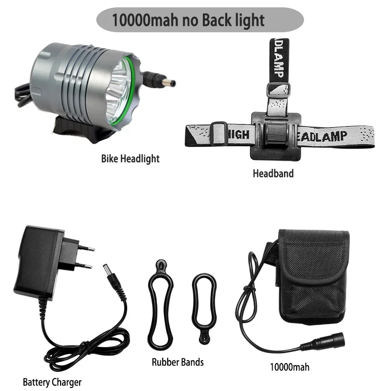Велосипедный светодиодный велосипедный светильник велосипедный головной светильник светодиодный велосипедный светильник 5200 Люмен Алюминиевый водонепроницаемый велосипедные аксессуары - Цвет: 10000mah