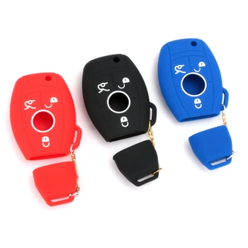 

LIN&GUO Silicone Car Key Cover Case for Mercedes For Benz W203 W211 CLK C180 E200 AMG C E S Class Keyrings Holders Accessories