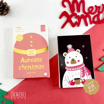 

2017 Shiny Christmas Limited Post Card 30pcs/pack Golden Christmas Postcards Cute Gift Card Letter Pads