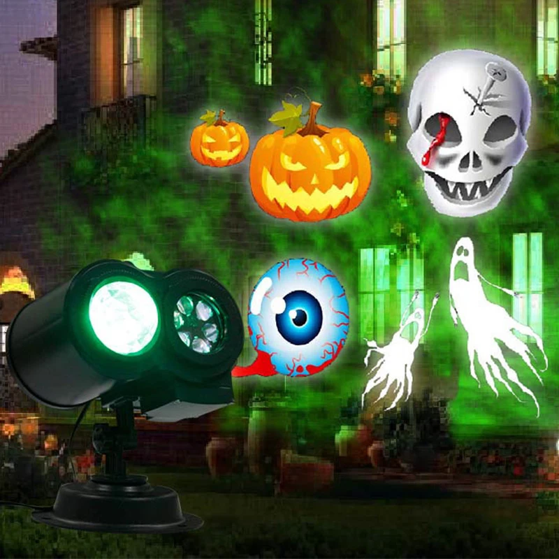 

Christmas Projector Lamp Double Tube Watermark Lawn Lamp Waterproof LED Projector Lamp Halloween Party Garden EU Plug