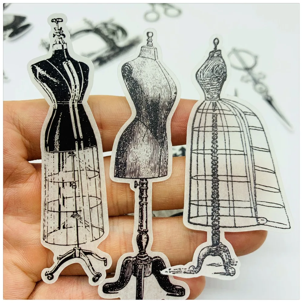 Black White Fashion Clothing Store Stickers Junk Journal Planner Stickers Scrapbooking Vintage Decorative DIY Craft Photo Albums