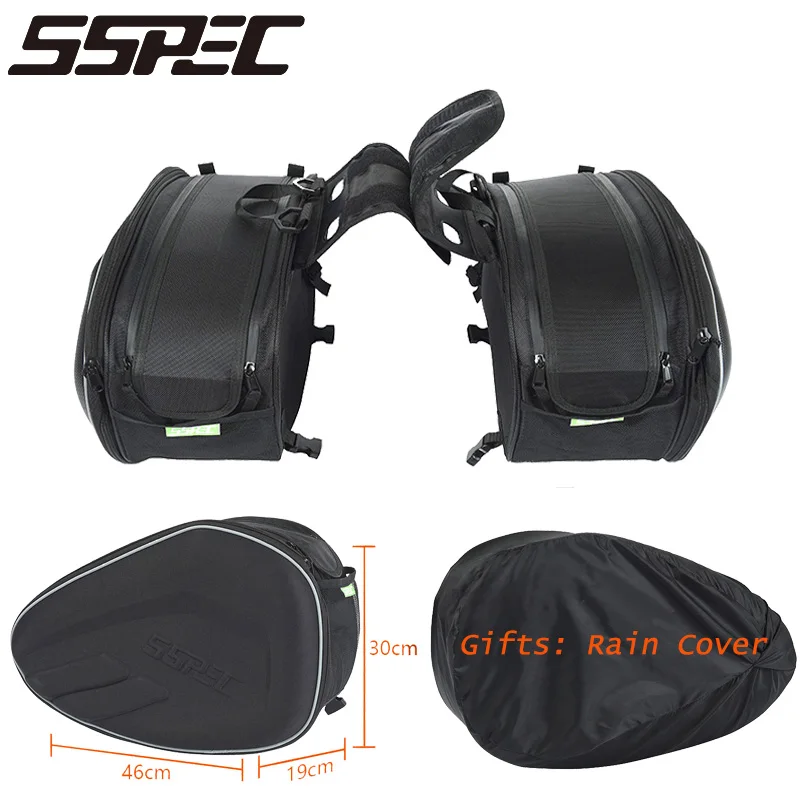 

SSPEC Waterproof Shell Hard Motorcycle Saddle Bags Dain Sportster Side Tool Bag Luggage Black Tourism Equipment Moto Trunk Box