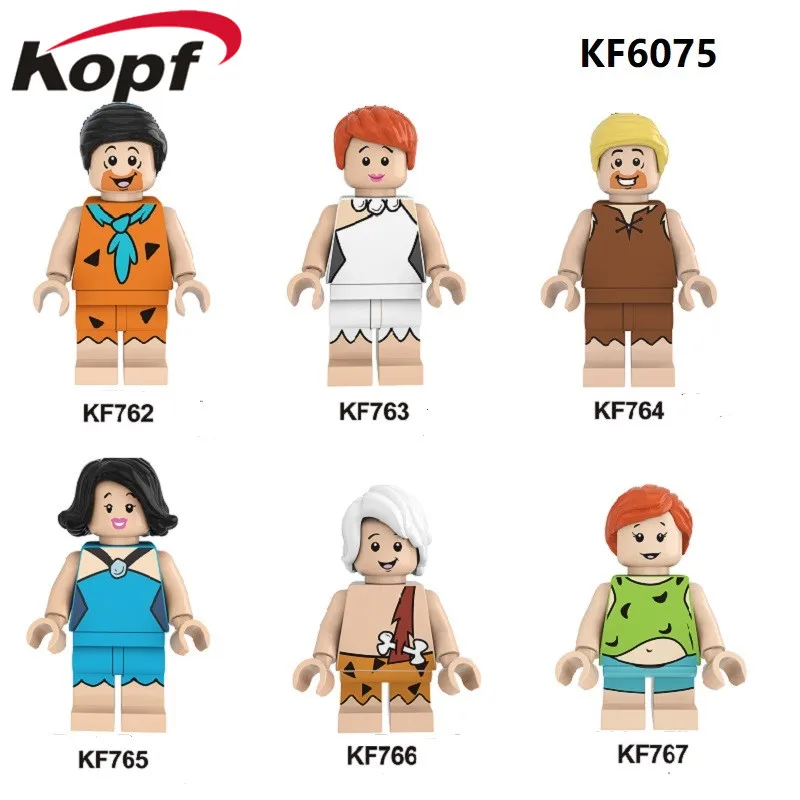 

Single Sale Building Blocks Cartoon Character Brick Fred Wilma Barney Rubble Betty Rubble Figures Dolls Toys For Children KF6075