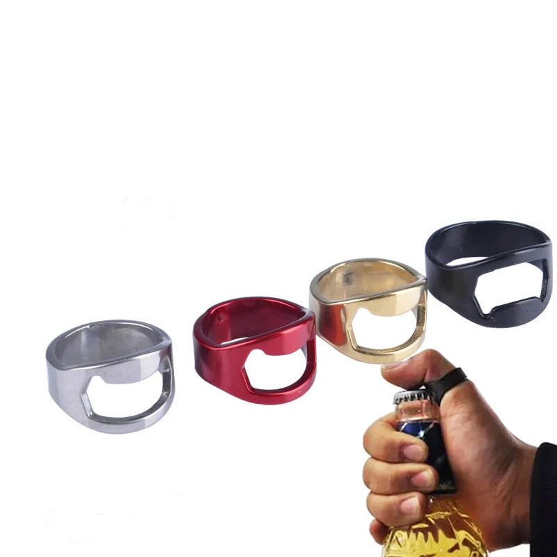 2 шт./пакет EDC на открытом воздухе уникальный творческий Универсальный Нержавеющая сталь палец кольцо-Форма пива открывалка для бутылок Бар/открывашка для содовой инструмент