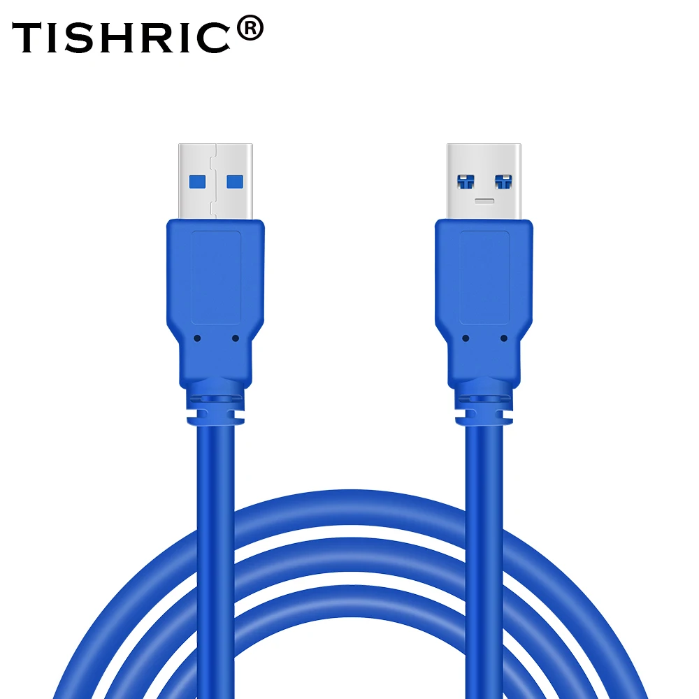 TISHRIC синий USB кабель-удлинитель USB 3,0 Тип «Папа-папа» Тип для передачи данных кабель, шнур синхронизации радиатора жесткий диск супер Скорость 60 см