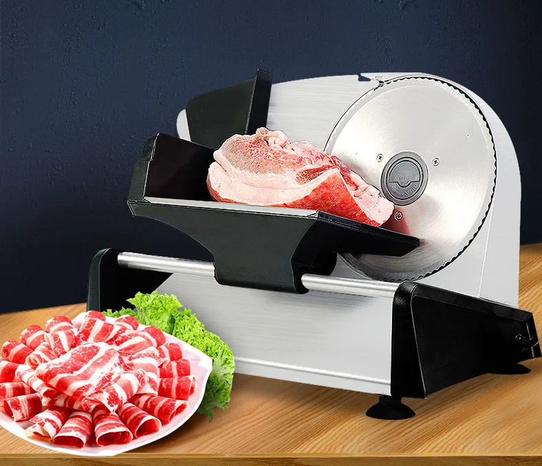 110/220V Home Meat Slicer Semiautomatic Electric Slicer Multifunction Meat Cutter for Commercial Fruits Ham Bread
