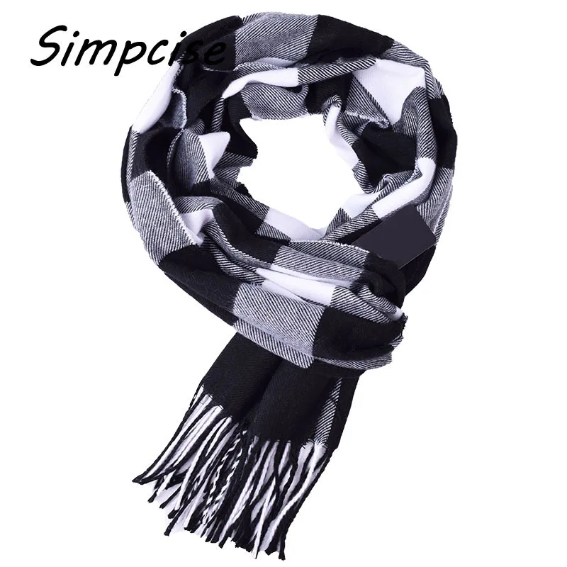 wool scarf mens New Fashion Brand Plaid Scarf Men Scarf Winter Warm Tartan Scarf Foulard Black Color A3A17532 paul smith scarves