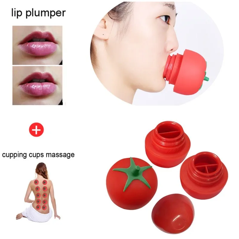 Женский сексуальный полный блеск для губ, увеличитель для губ, массажное устройство, силиконовые чашки в форме помидора, продуктов