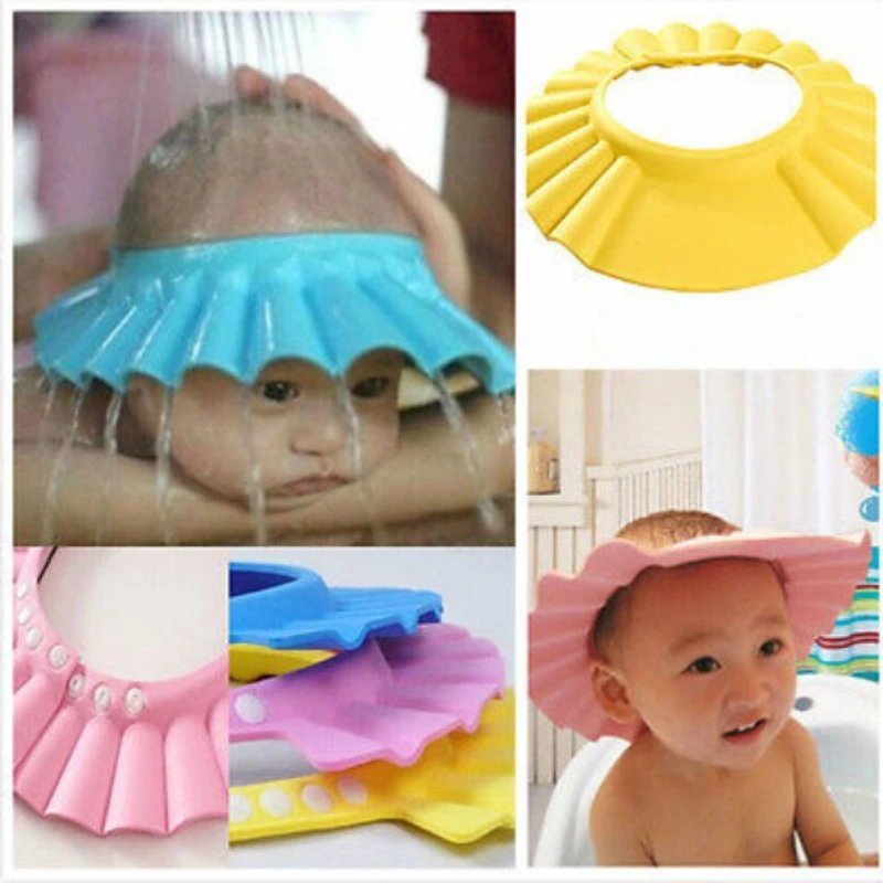 Регулируемая детская шапочка для душа с шампунем, шапочка для мытья волос, Детские Банные козырьки, защита от ушей, защита для глаз, детские шапки