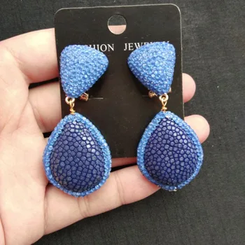 

Luxury Crushed Stone Vintage Drop Earrings for Women Fish Skin Earrings Fashion Indian Jewelry 2019 Statement Earrings Pendiente