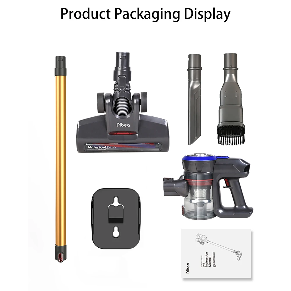 Dibea D18 2 In 1 Handheld Cordless Vacuum Cleaner Strong Suction Dust Collector Wireless Vacuum Cleaner With Wall Hanging Rack