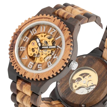 

Mechanical Watch Men Wooden Automatic Watches Arabic Numerals Royal Full Wood Band Wristwatches Wooden Watch Clock Luxury reloj