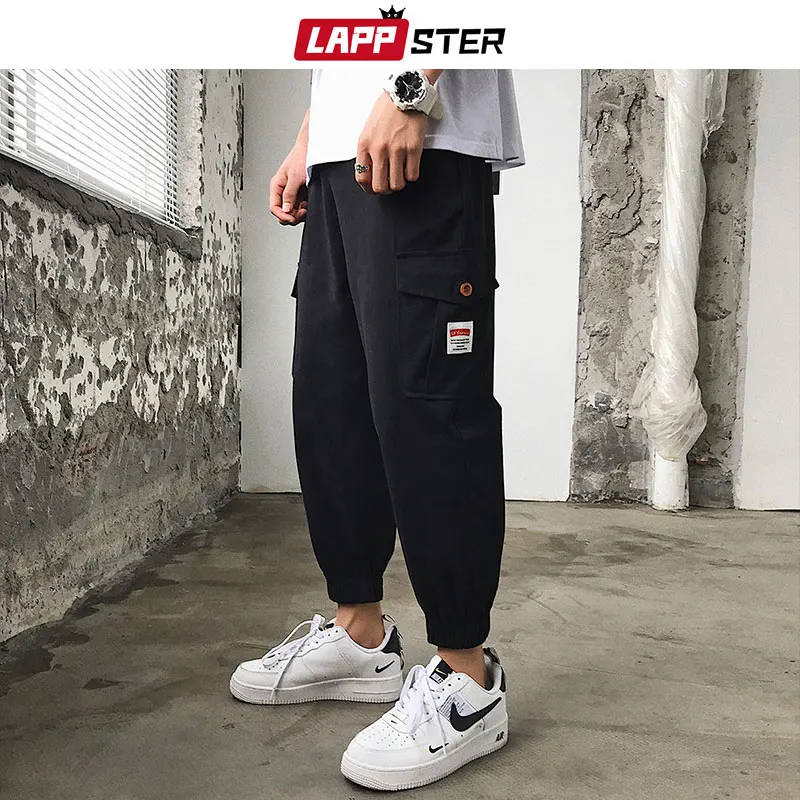 

LAPPSTER Men Streetwear Cargo Pants 2019 Harajuku Women Track Pants Black Hip Hop SweatPants High Waist Trouser Joggers Overalls