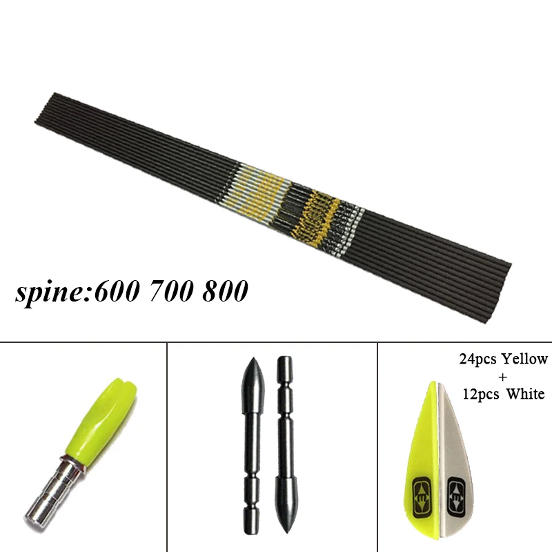 Flecha de Carbono Puro Eixo Espinha 600 700 800 Faça Você Mesmo Acessórios Seta Arco Recurvo Caça Tiro 6 Pçs Id4.2mm 2 6 pçs flecha de carbono puro eixo