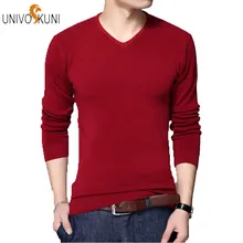 UNIVOS KUNI,, Осенние новые модные повседневные мужские свитера, пуловер, приталенный, хлопок, однотонный, мужские свитера, пуловер размера плюс 4XL J255