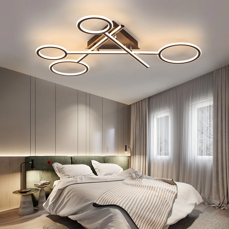 

Modern Led Chandelier in White or Coffe Finish 85-265V Home Deco Ceiling Chandelier Lamp Fixtures For Living Room Master Bedroom
