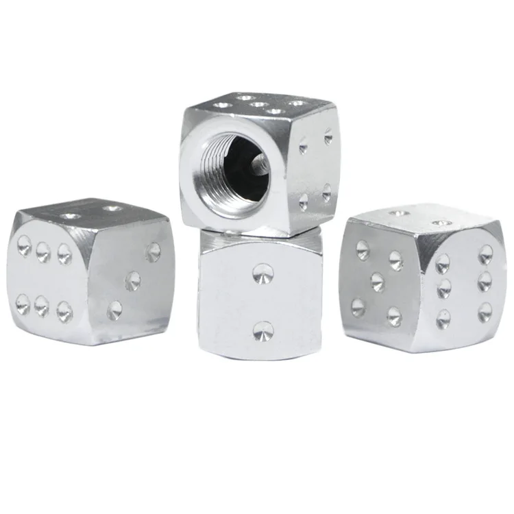 

IMEWE 4Pcs/lot Aluminum Dice Shaped Car Tire Caps Motorcycle Wheel Air Valve Cap Car Trunk Bike Bicycle Wheel Rims Accessories