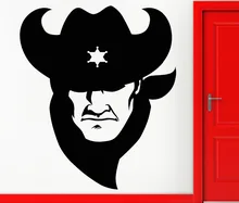 Texas Vaquero Head Silhouette Pared Mural Arte Diseño Sherif Vaquero Salvaje Oeste Americano Decoración Mural de Pared de Vinilo Pegatinas M-85