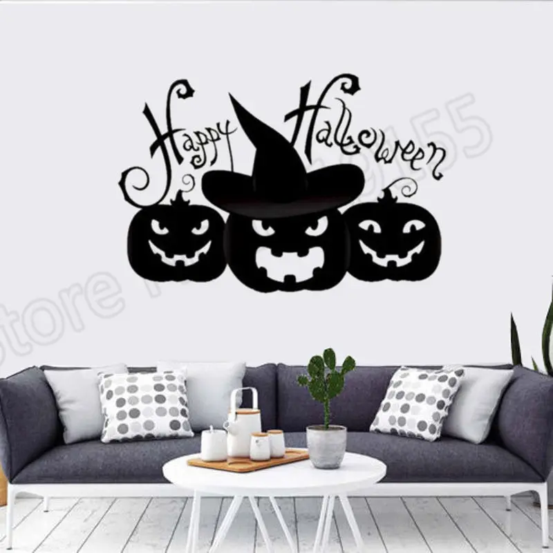 

Halloween Pumpkin Wall Sticker waterproof decal art vinyl sticker Halloween Party Wall Decals decoration wall stickers ZW50