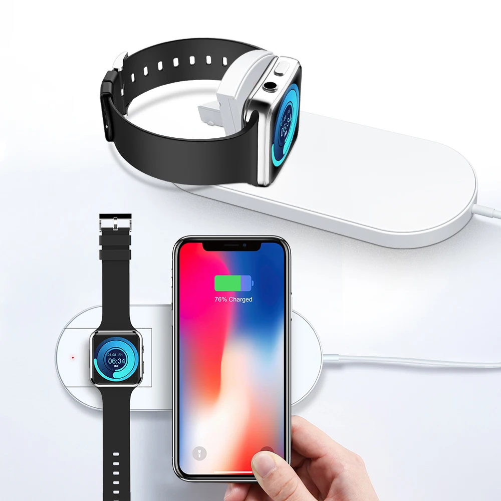 

2 in 1 Wireless Charger For iPhone X 8 XR XS Max For Apple i Watch 2 3 10W Qi Wireless Charge For Samsung S7 S8 S9 Plus Note 8 9