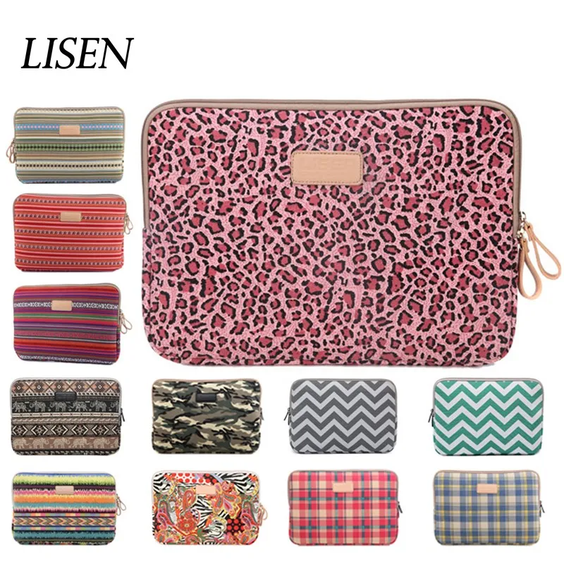 

Leopard Laptop Sleeve Canvas For Macbook 11 12 13 15 Retina Pro 13.3 Notebook Bag 14 15.6 Case For ipad Mini Air 1 2 3 4 7.9 9.7