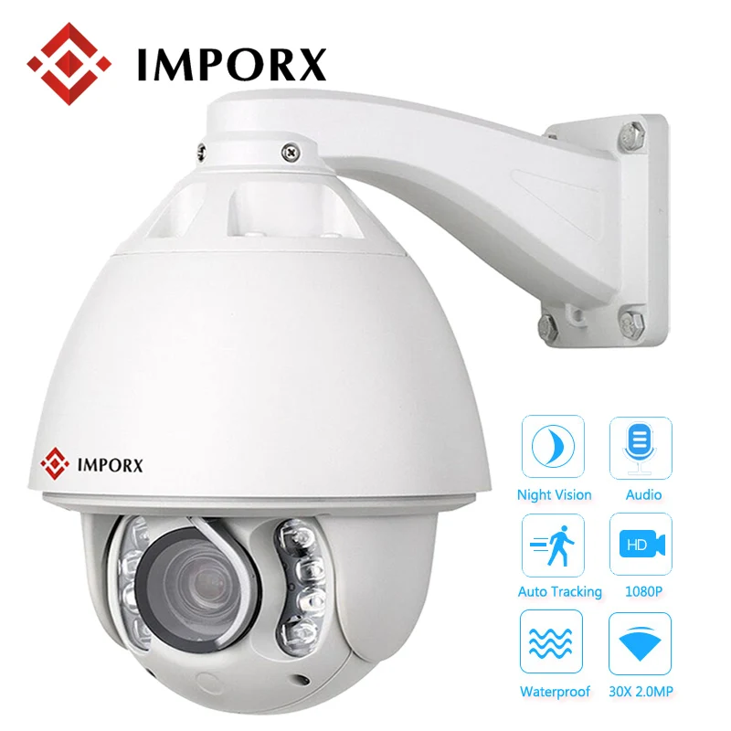 

1080P 2MP PTZ IP Camera 30X Audio Zoom Dome Camera Network Onvif Alarm Auto Tracking IP CCTV Camera Security Camera Support POE