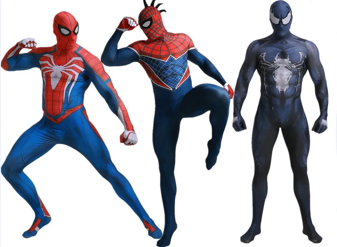 

Spider-Man Costume 3D Original Movie Superhero Costume SuperMan Fullbody Zentai Suit Hood Separated