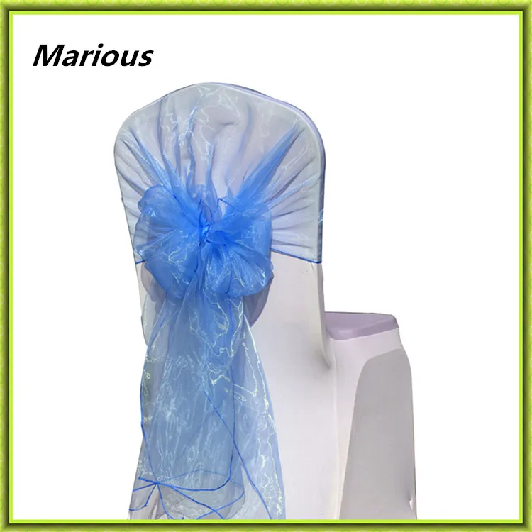 New arrival wholesale price hot selling fancy 100pcs organza chair sashes for wedding FREE