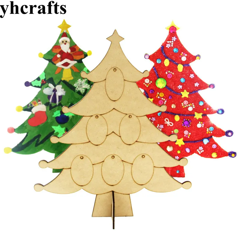 2PCS/LOT.DIY & Paint unfinished x'mas tree Drawing toys Kindergarten arts Early learning educational diy toy Creative activitity