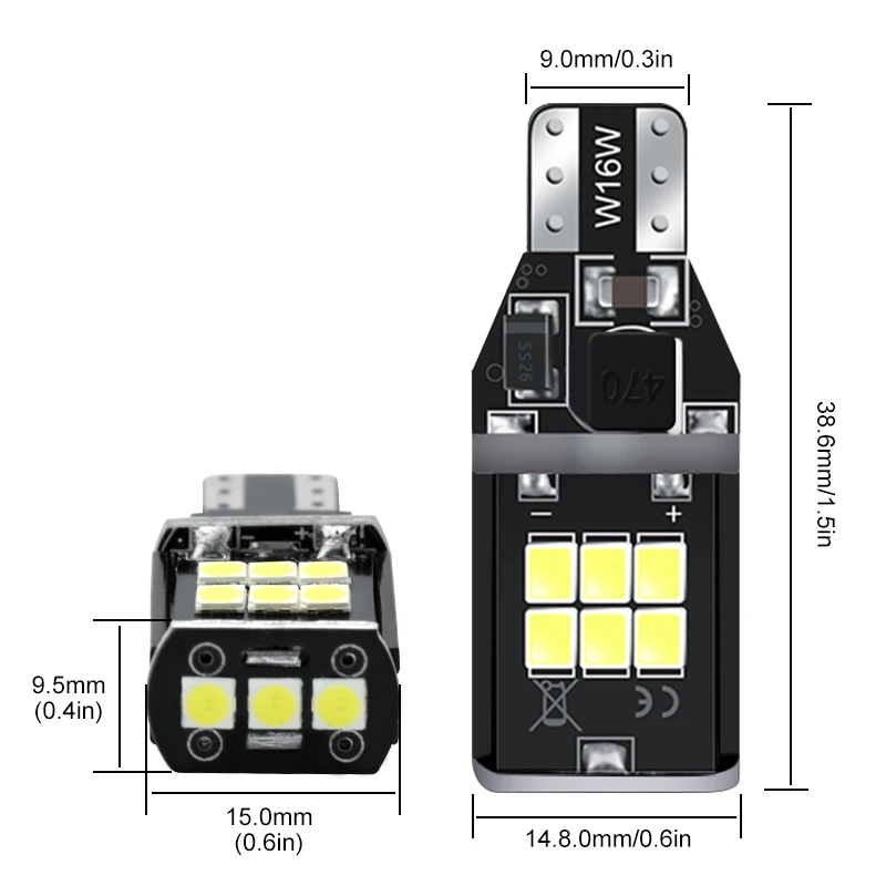 2 шт. Автомобильные светодиодные лампы Canbus T15 W16W для BMW E60 E90 Toyota Corolla Camry Prado Volkswagen VW