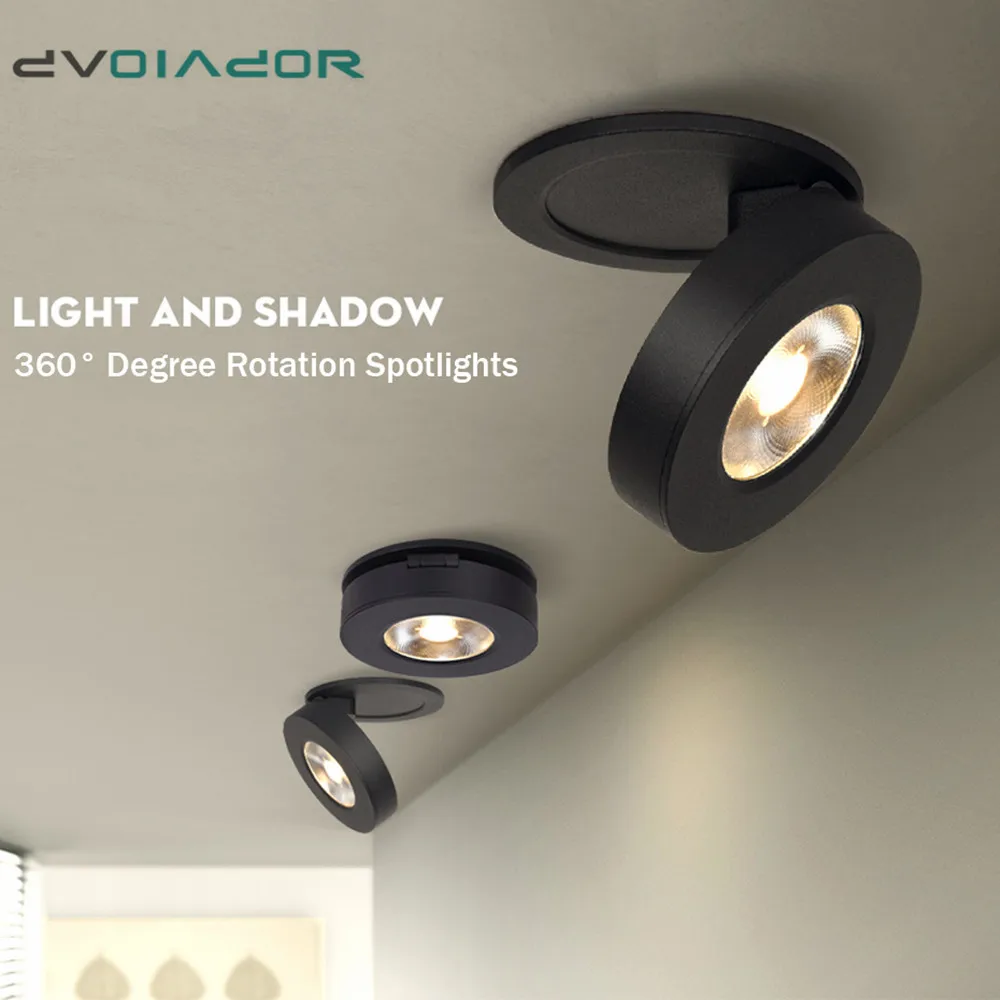 Luz descendente empotrada LED para techo, foco empotrable Delgado plegable y giratorio de 360