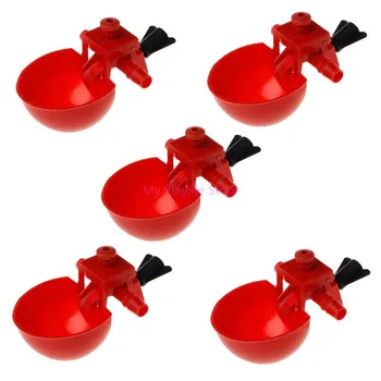 

5pcs Drinking Bowl Chicken Poultry Automatic Water Feeder Feeding Cup Plastic Adjustable Drinker Waterer for Pigeon Bird C42