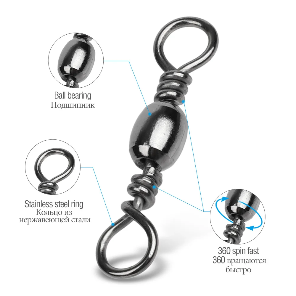 DONQL 50100pcs Fishing Swivel Barrel Rolling Connector 1#-14# Fishing Hooks Bearing Swivel Connector Fishing Accessories        (5)