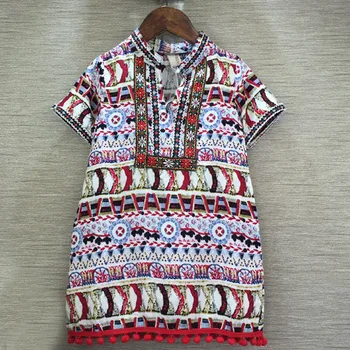 

wholesale(5pcs/lot)- 2017 summer ethnic style holiday beach dress for 2-7 years old child girl