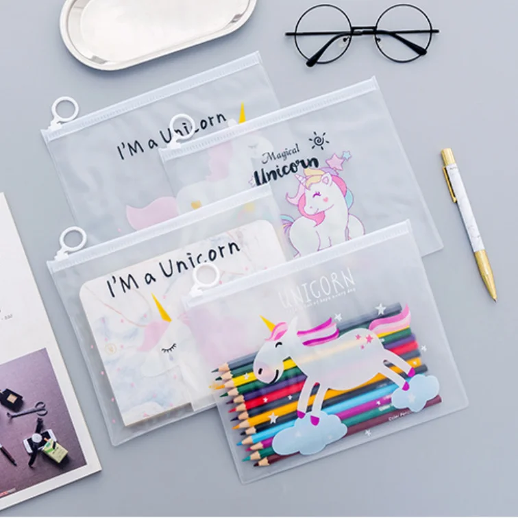

Cartoon Pink Leopard Transparent PVC Document Bag File Folder Stationery Organizer Student Cute Idea Design